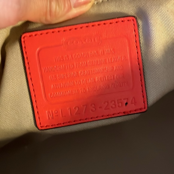 COACH LEGACY HALEY SATCHEL SILVER/BRIGHT CORAL #23574 - Picture 7 of 9